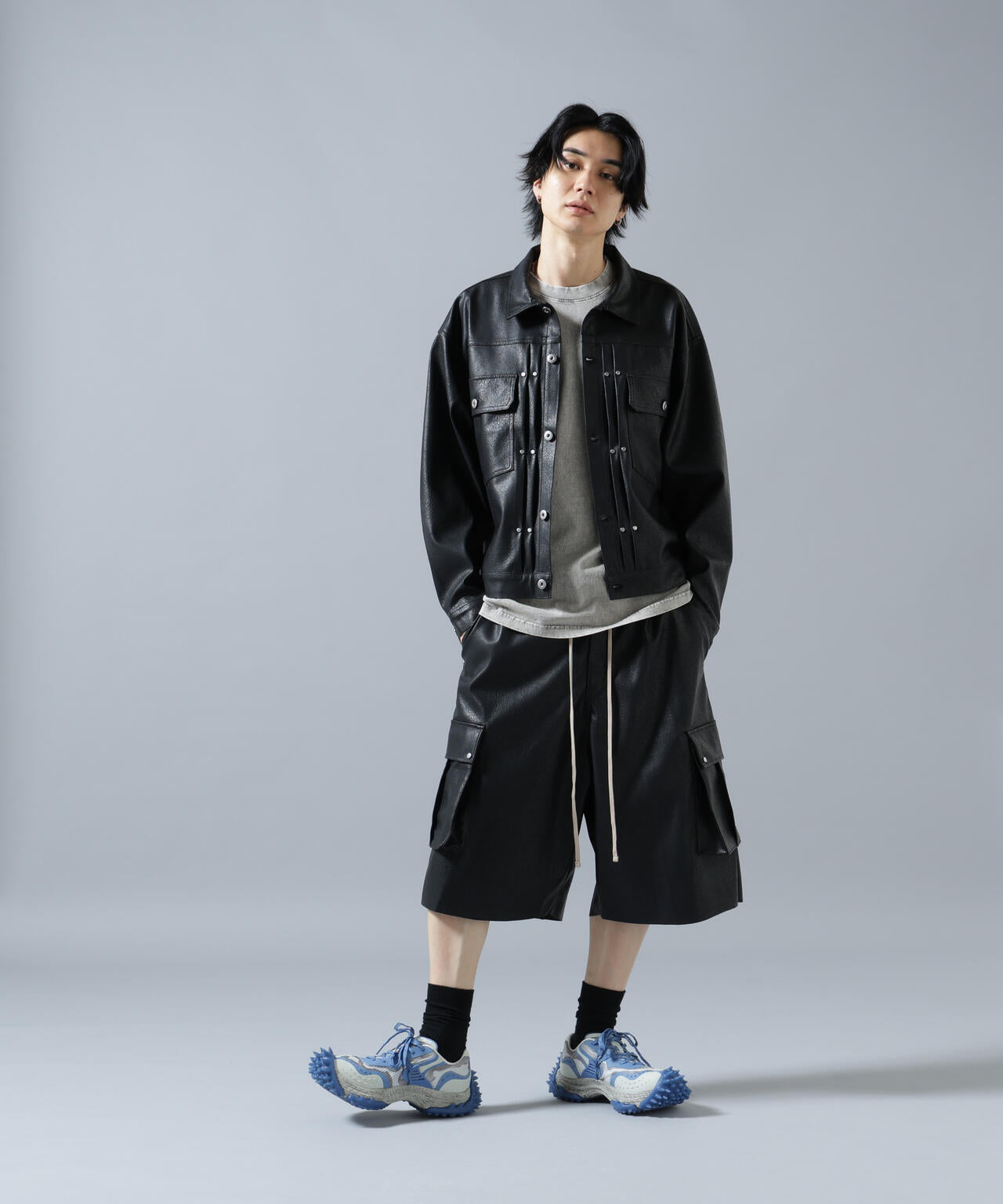 DankeSchon/ダンケシェーン/PULEATHER CARGO SHORTS