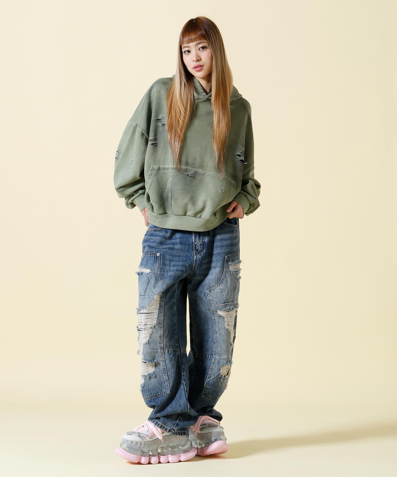 SIS/エスアイエス/Damage Pullover Hoodie