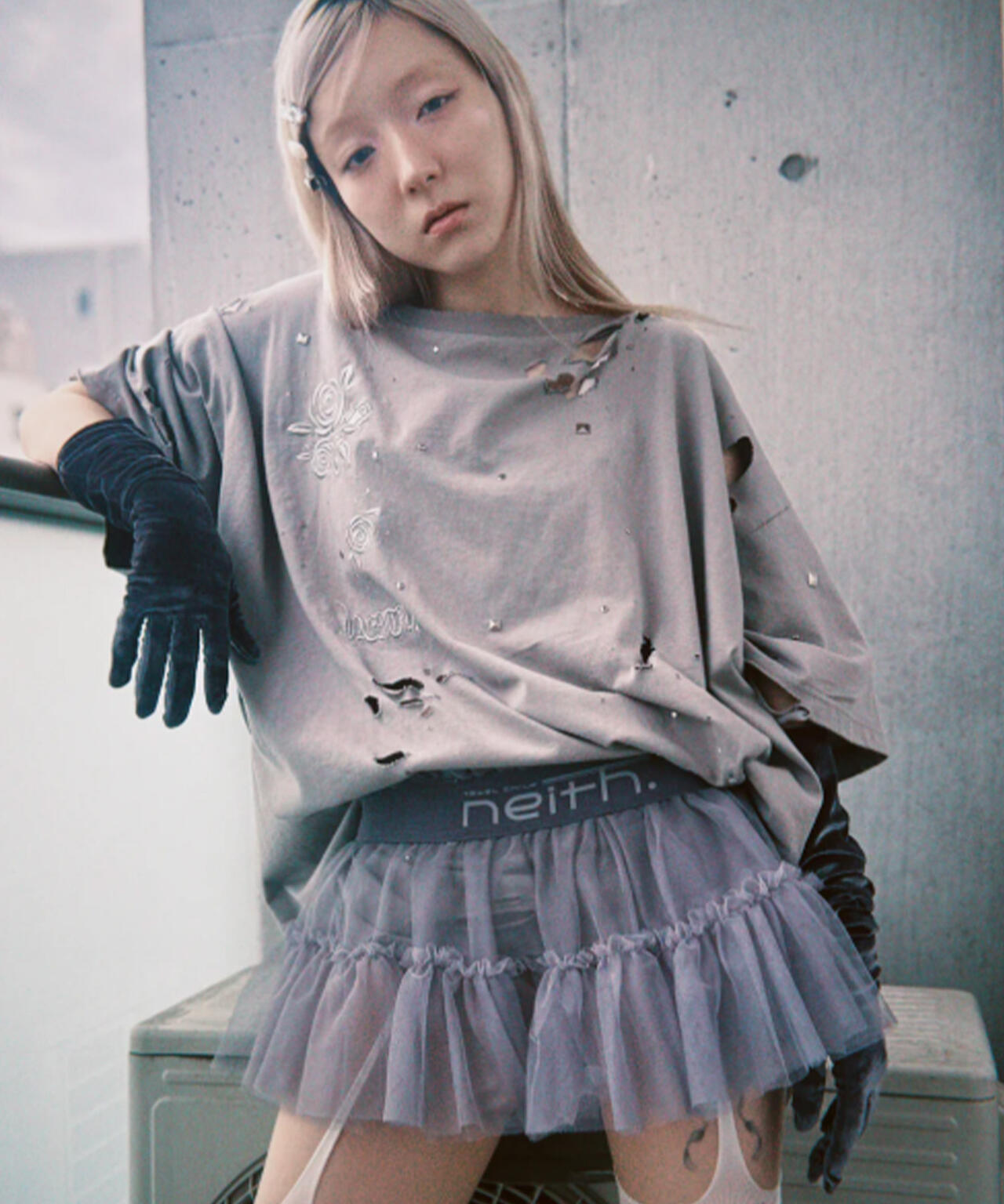 neith./ネイス/Multi Tulle Top(Gray)
