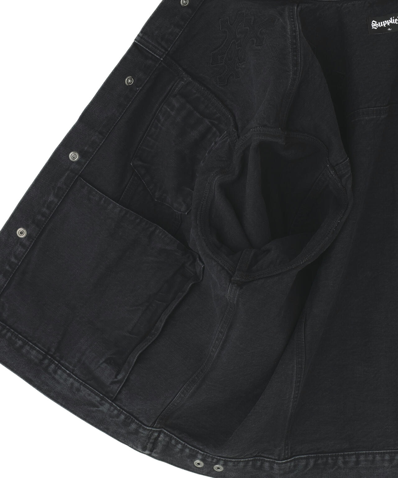 SUPPLIER/サプライヤー/Multiple Cross Leather Patch Denim Jacket