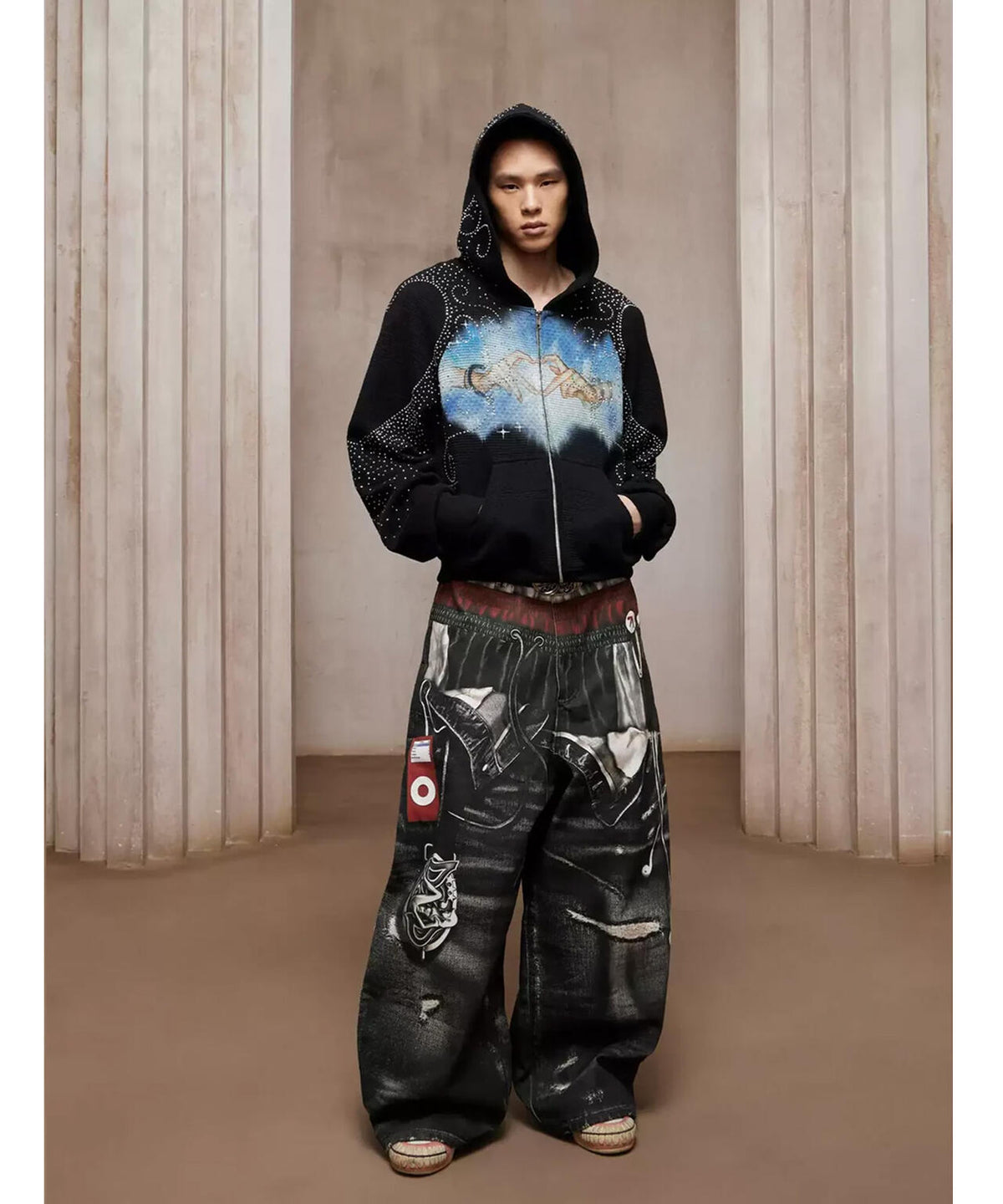 DND4DES/ディーエヌディーフォーデス/Triple-Waistband 3D-Print Baggy Jeans