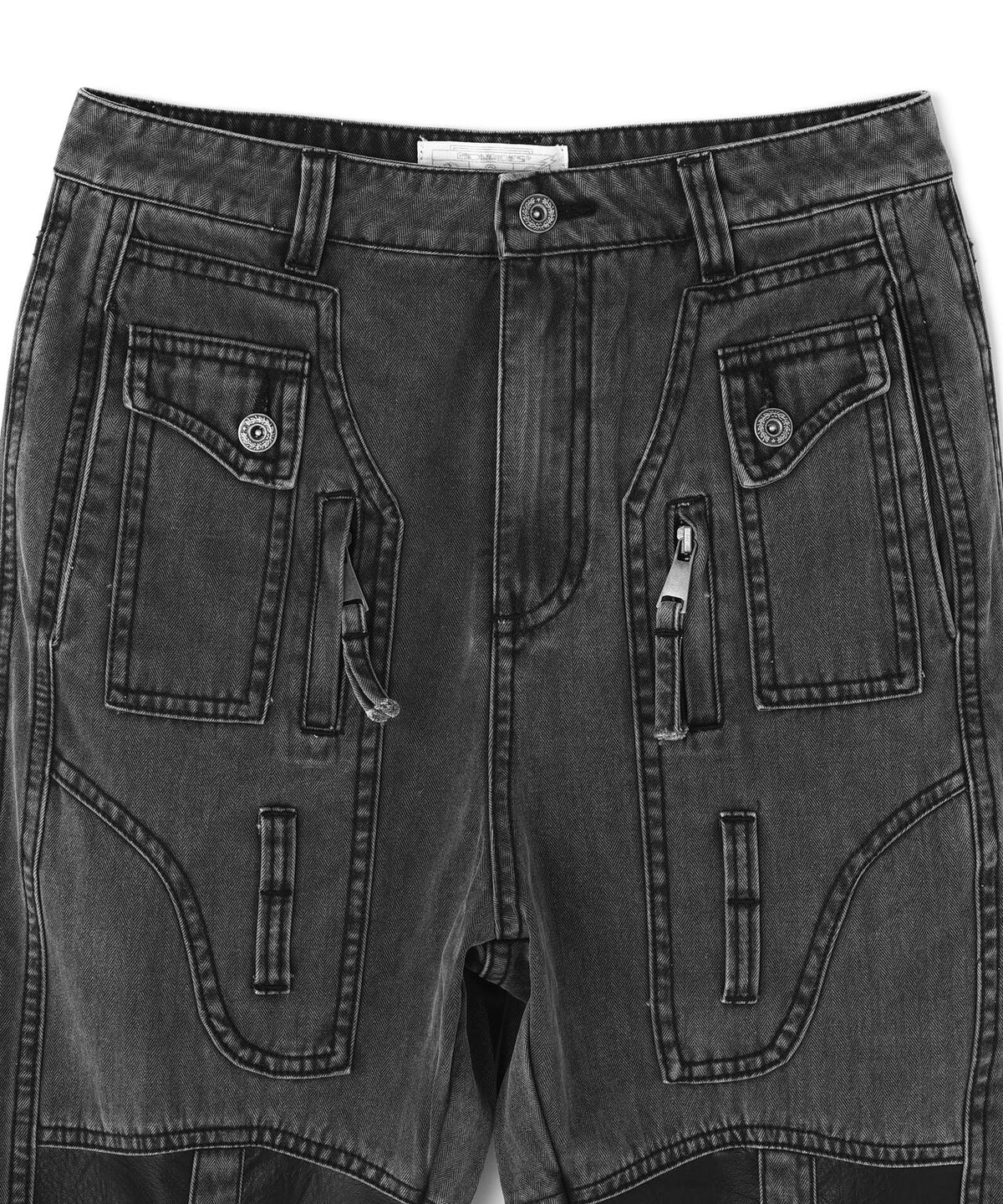 DND4DES/ディーエヌディーフォーデス/Washed Paneled Strap-Tacked Jeans