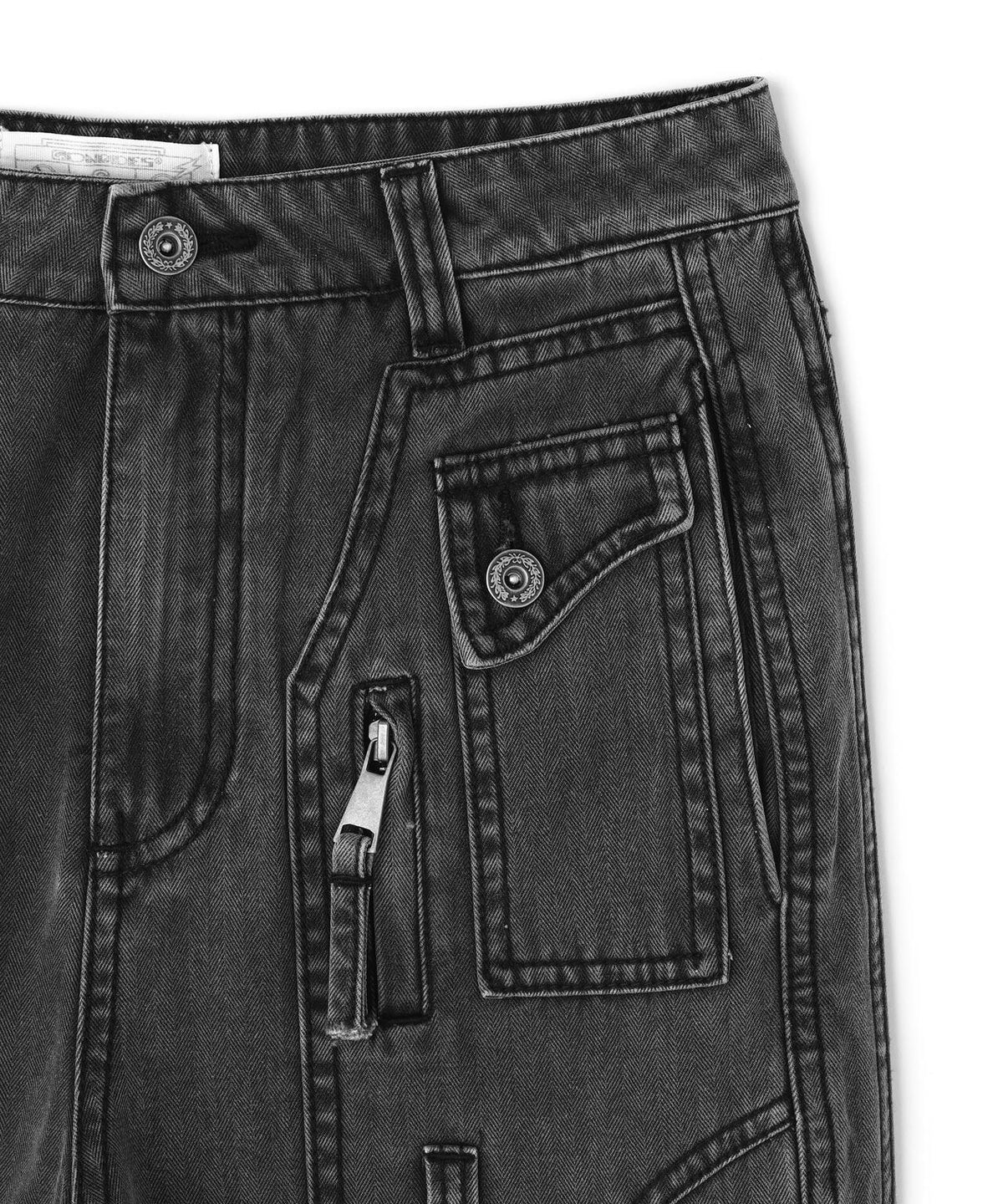 DND4DES/ディーエヌディーフォーデス/Washed Paneled Strap-Tacked Jeans