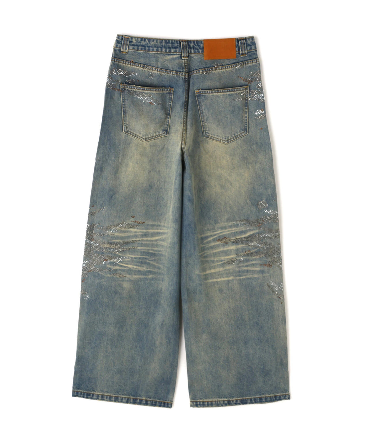 DND4DES/ディーエヌディーフォーデス/Rhinestone Dirty Denim Pants