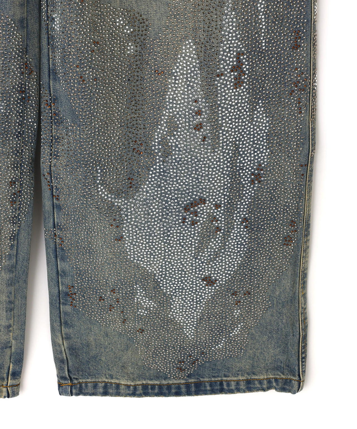 DND4DES/ディーエヌディーフォーデス/Rhinestone Dirty Denim Pants