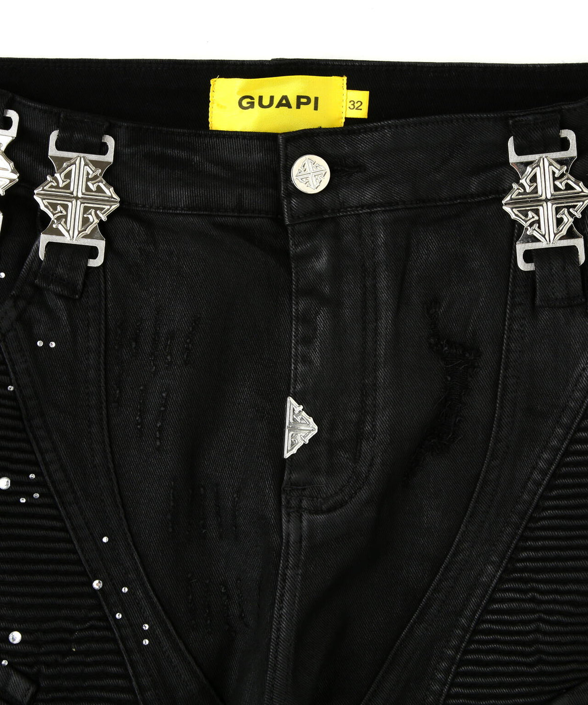 GUAPI/グアピ/Embellished Black Ops Waxed Denim