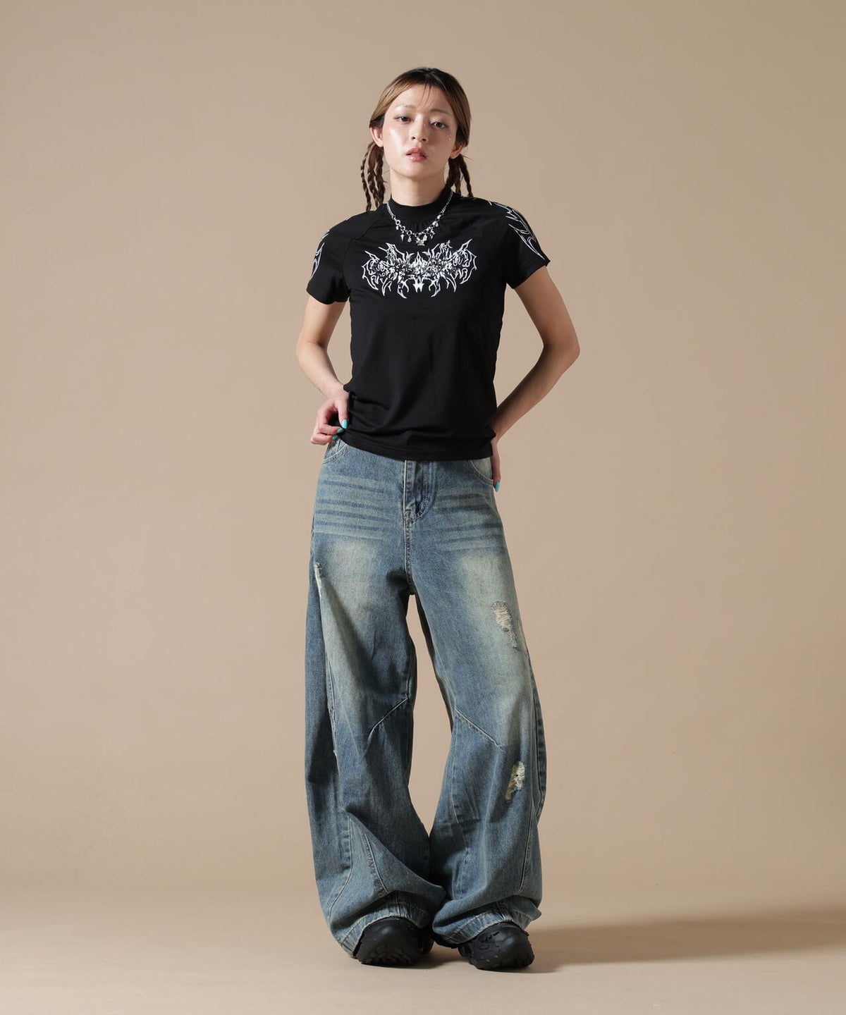 SIS/エスアイエス/Washed Wide Denim Pants