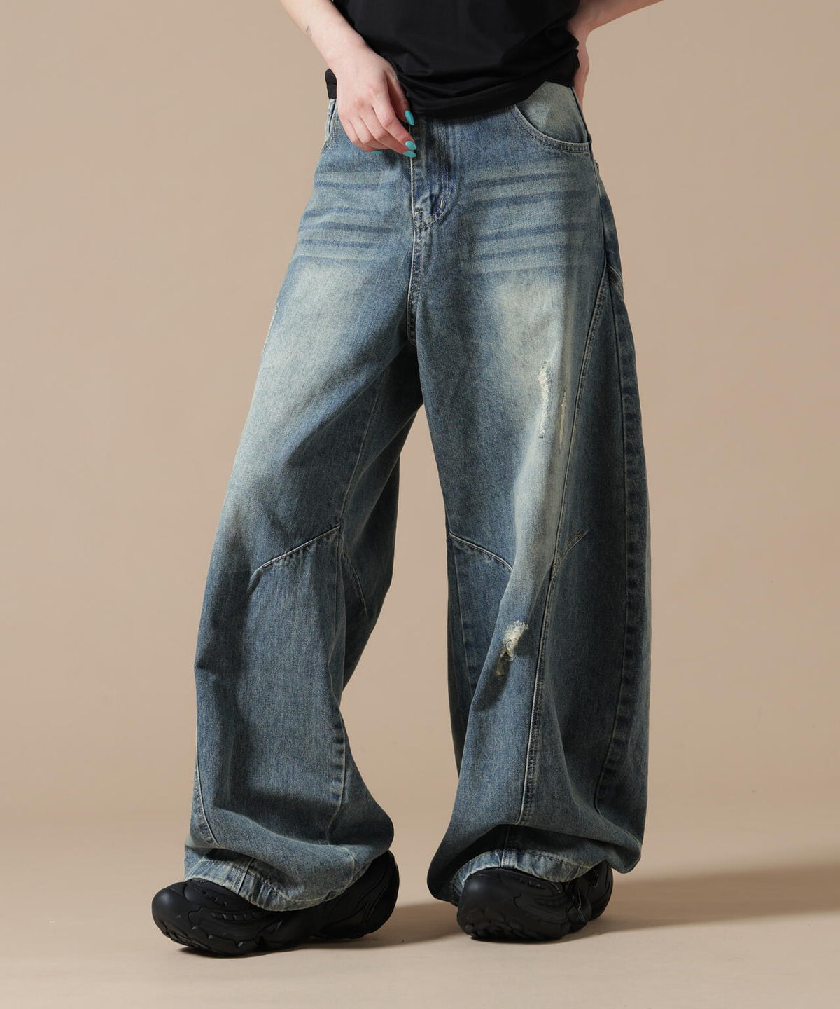 SIS/エスアイエス/Washed Wide Denim Pants