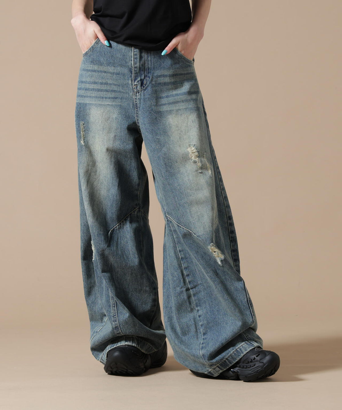 SIS/エスアイエス/Washed Wide Denim Pants