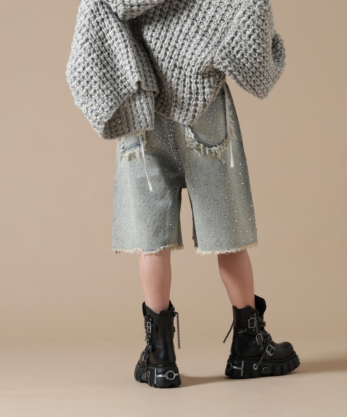 SIS/エスアイエス/RhineStone Short Denim Pants