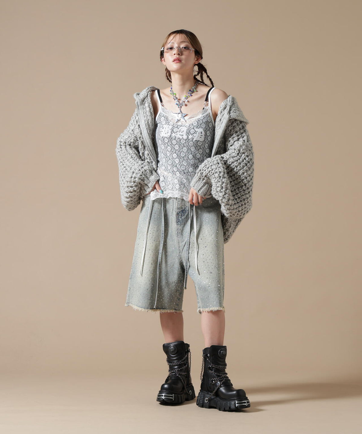SIS/エスアイエス/RhineStone Short Denim Pants