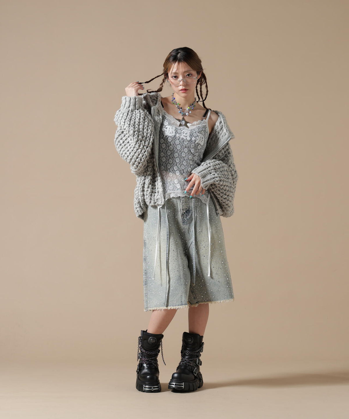 SIS/エスアイエス/RhineStone Short Denim Pants
