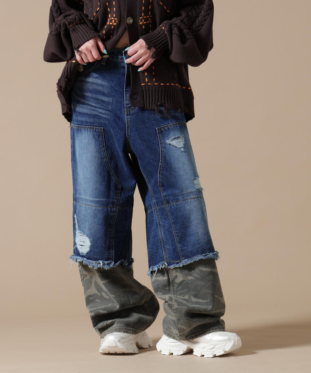 SIS/エスアイエス/Layered Camo Denim Pants