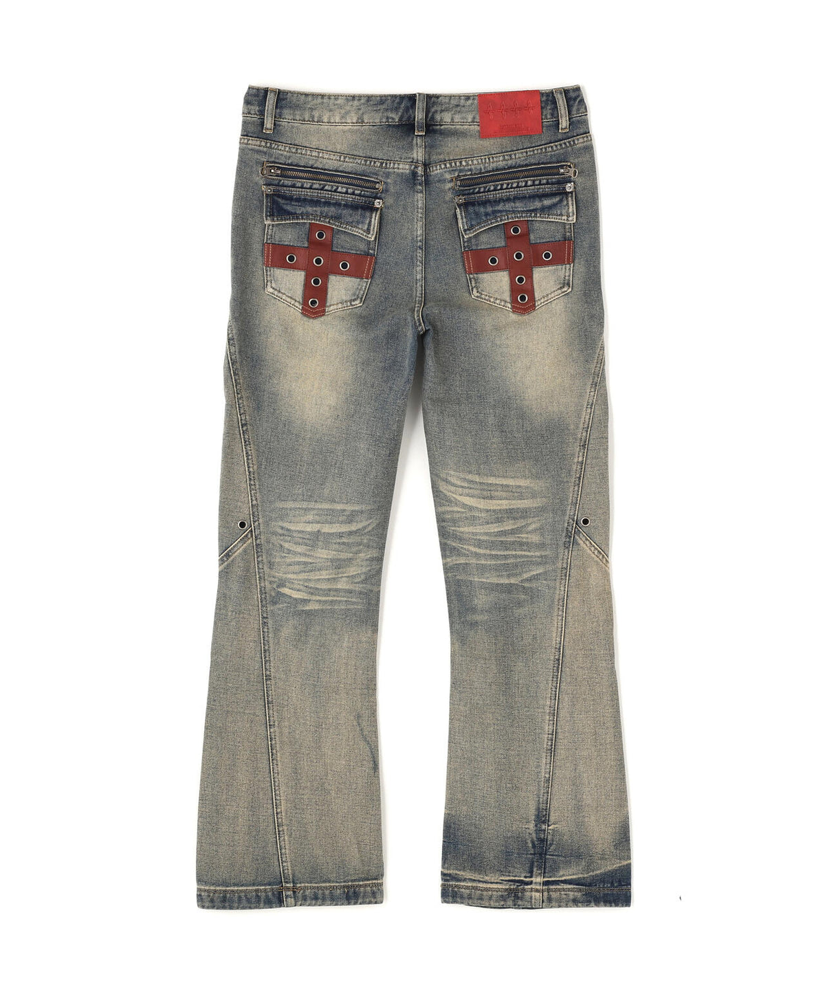 NOT4NERD/ノットフォーナード/Contrast Panel Low Rise Flare Fit Denim Pants