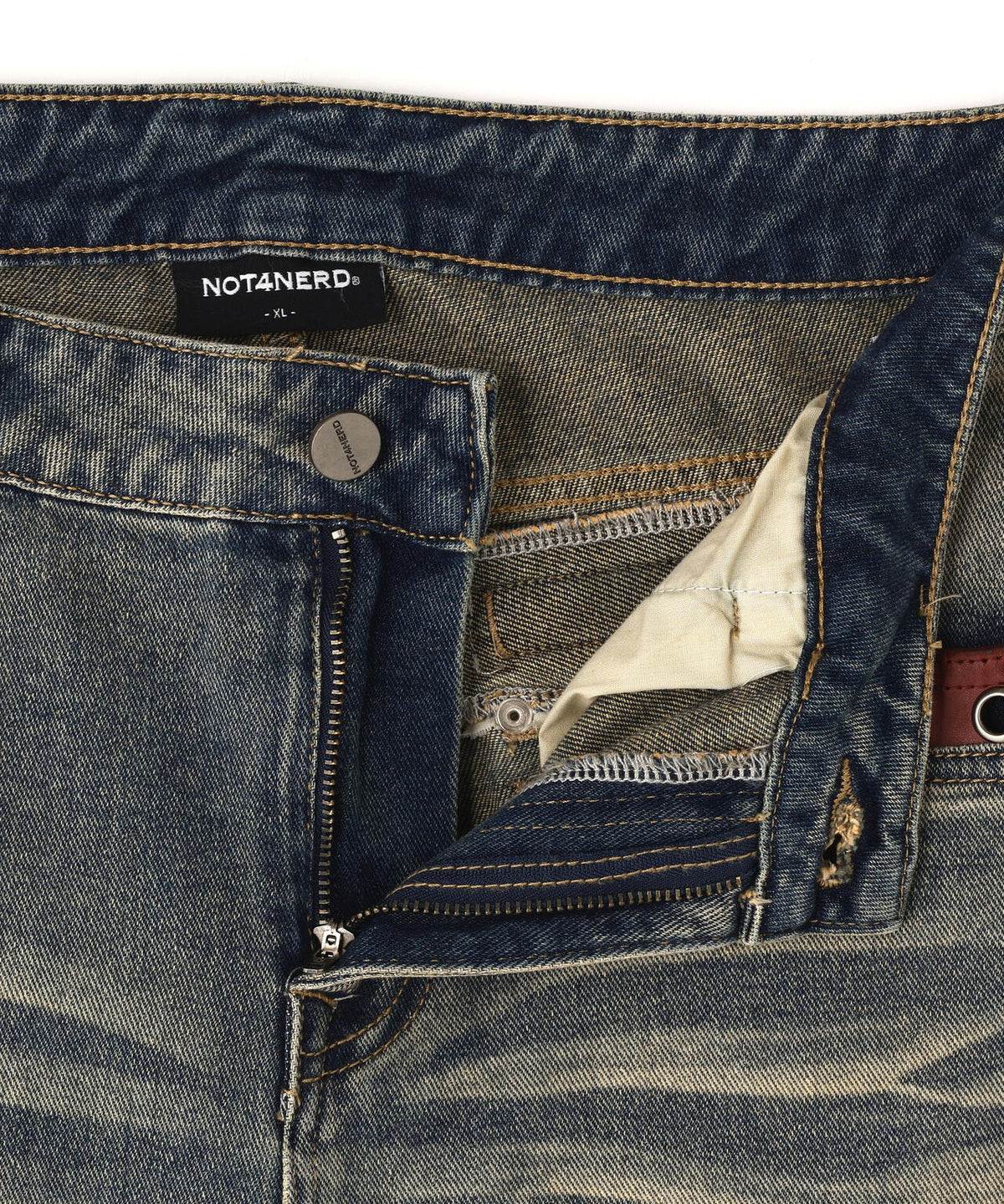 NOT4NERD/ノットフォーナード/Contrast Panel Low Rise Flare Fit Denim Pants