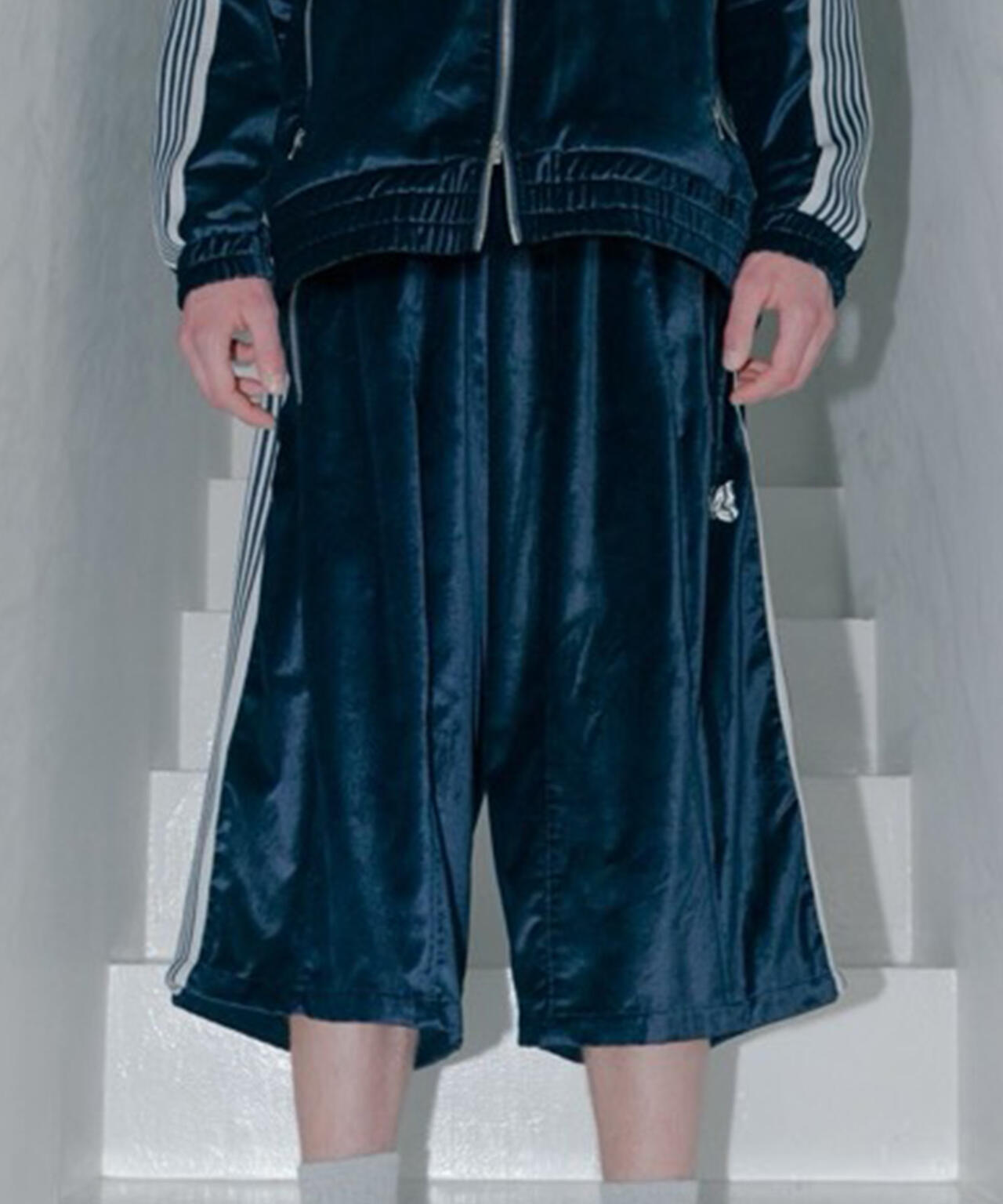 NEEDLES/ニードルズ/【LHP EXCLUSIVE】H.D.TRACK SHORTS - C/PE VELOUR(NAVY)