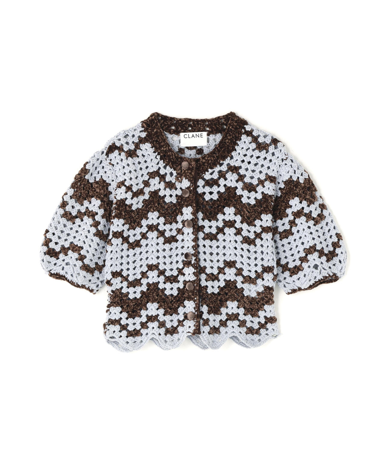 CLANE/クラネ/MALL BORDER HAND CROCHET KNIT CARDIGAN