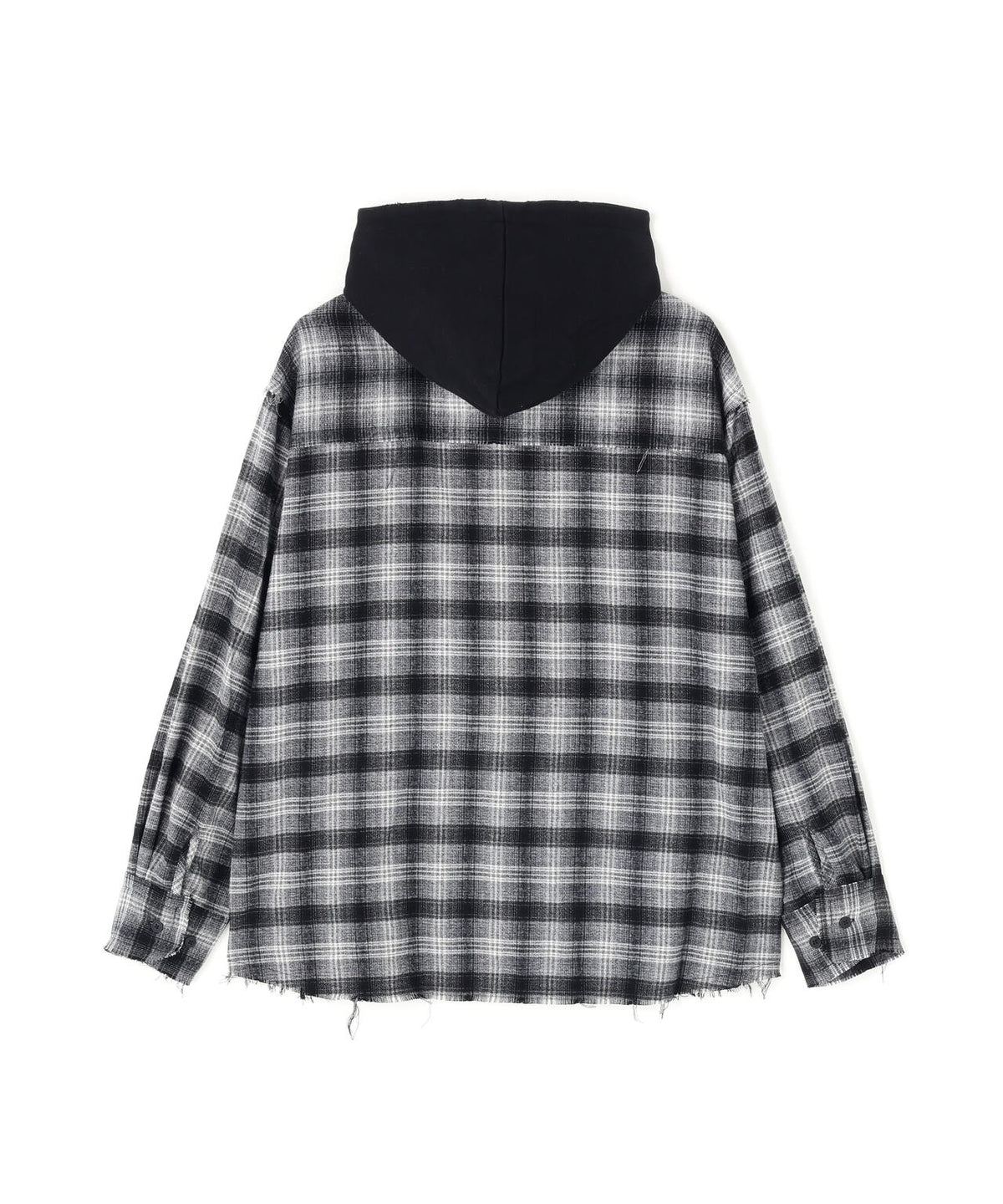 DankeSchon/ダンケシェーン/CUTOFF SWEATHOOD CHECK SHIRTS