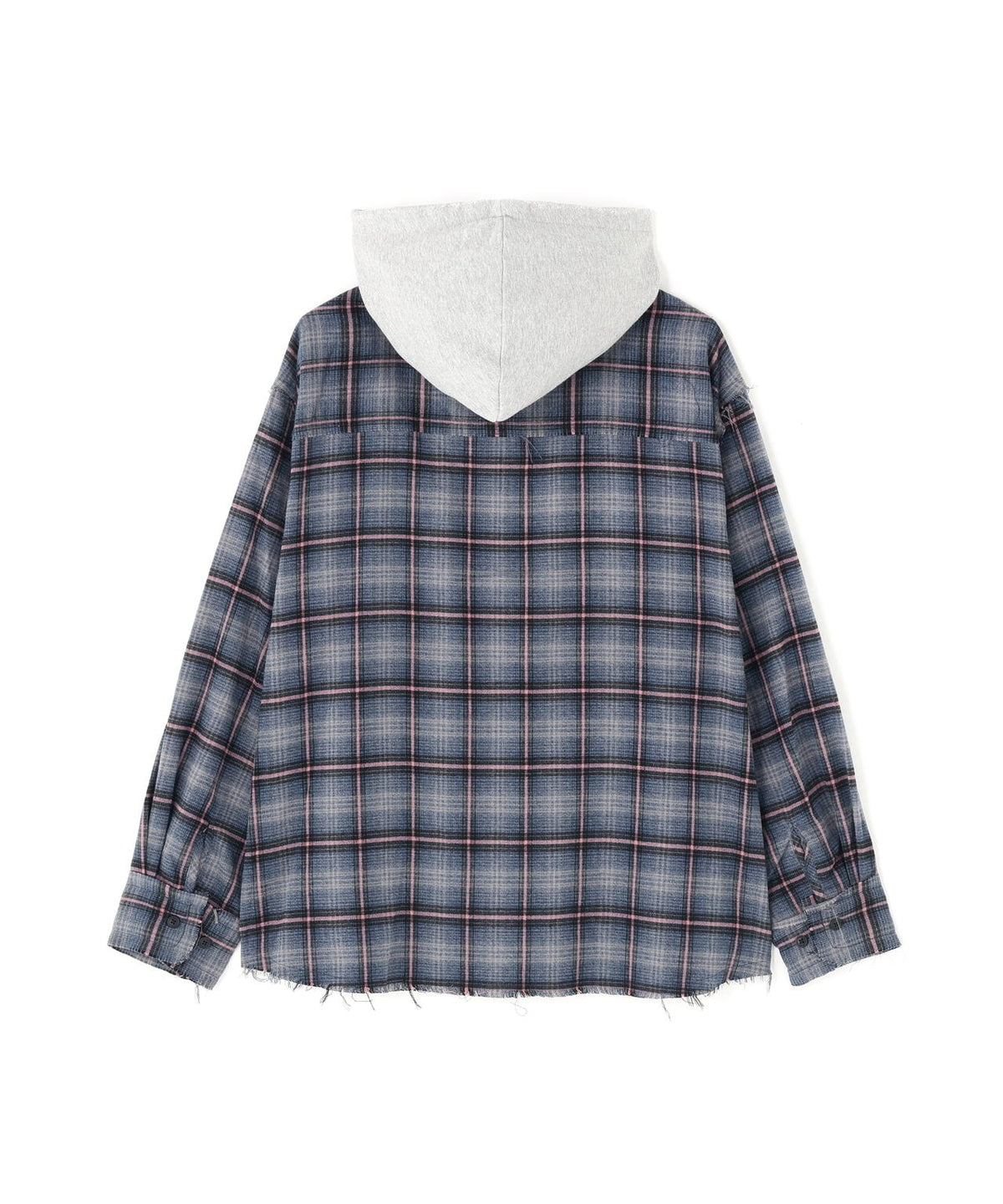 DankeSchon/ダンケシェーン/CUTOFF SWEATHOOD CHECK SHIRTS