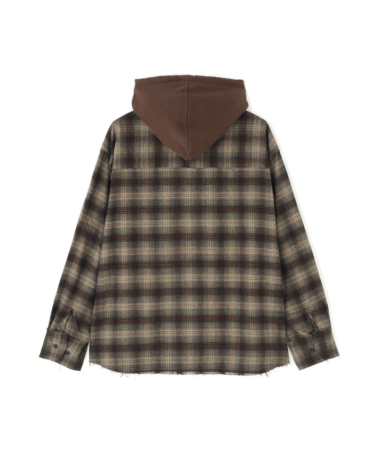 DankeSchon/ダンケシェーン/CUTOFF SWEATHOOD CHECK SHIRTS