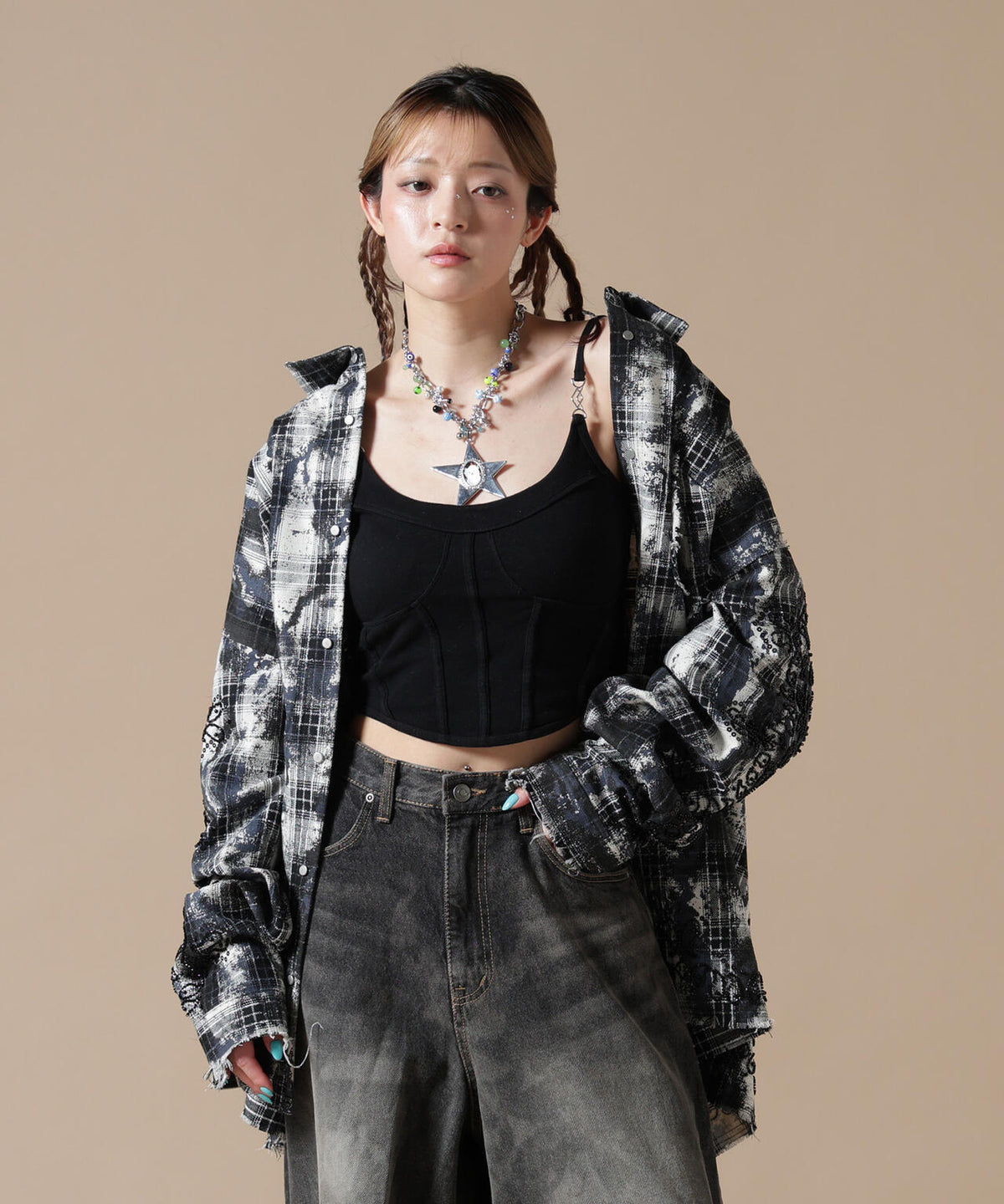 DankeSchon/ダンケシェーン/FLANNEL DAMAGE SHIRTS GRIME