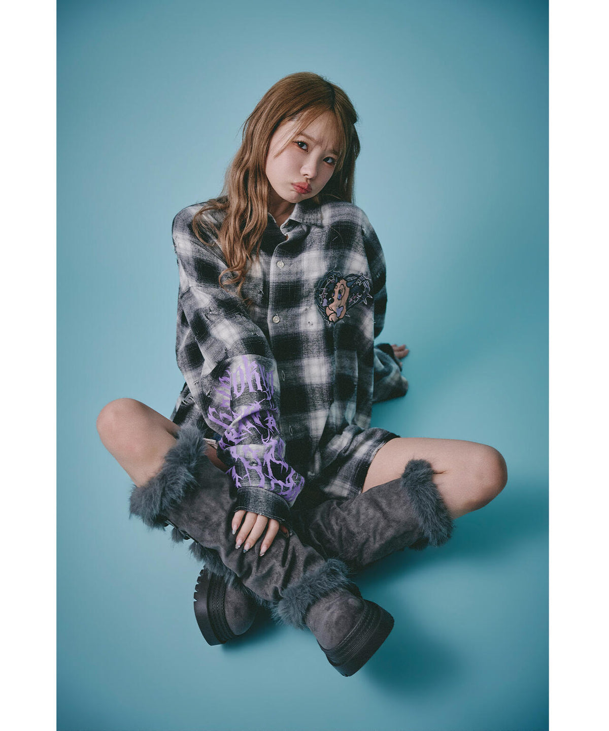 GALFY/ガルフィー/小悪魔犬萌え袖チェックシャツ