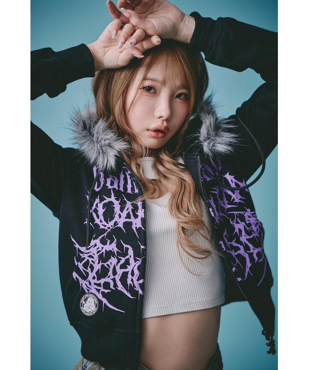 GALFY/ガルフィー/×松本いちか 小悪魔犬ふわふわフードZIPパーカー
