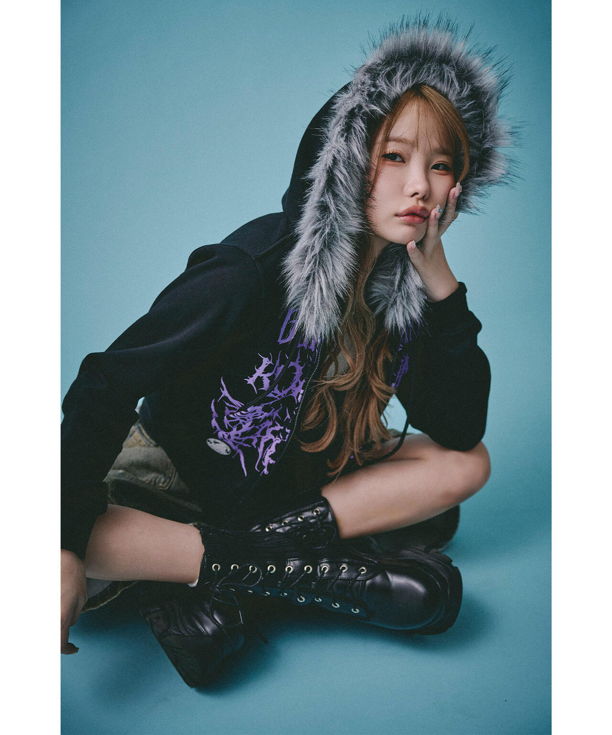 GALFY/ガルフィー/×松本いちか 小悪魔犬ふわふわフードZIPパーカー