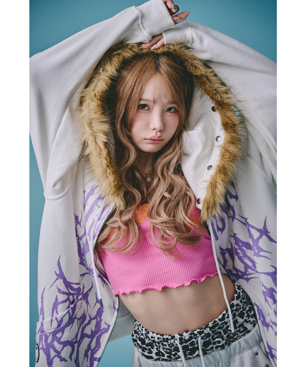 GALFY/ガルフィー/×松本いちか 小悪魔犬ふわふわフードZIPパーカー