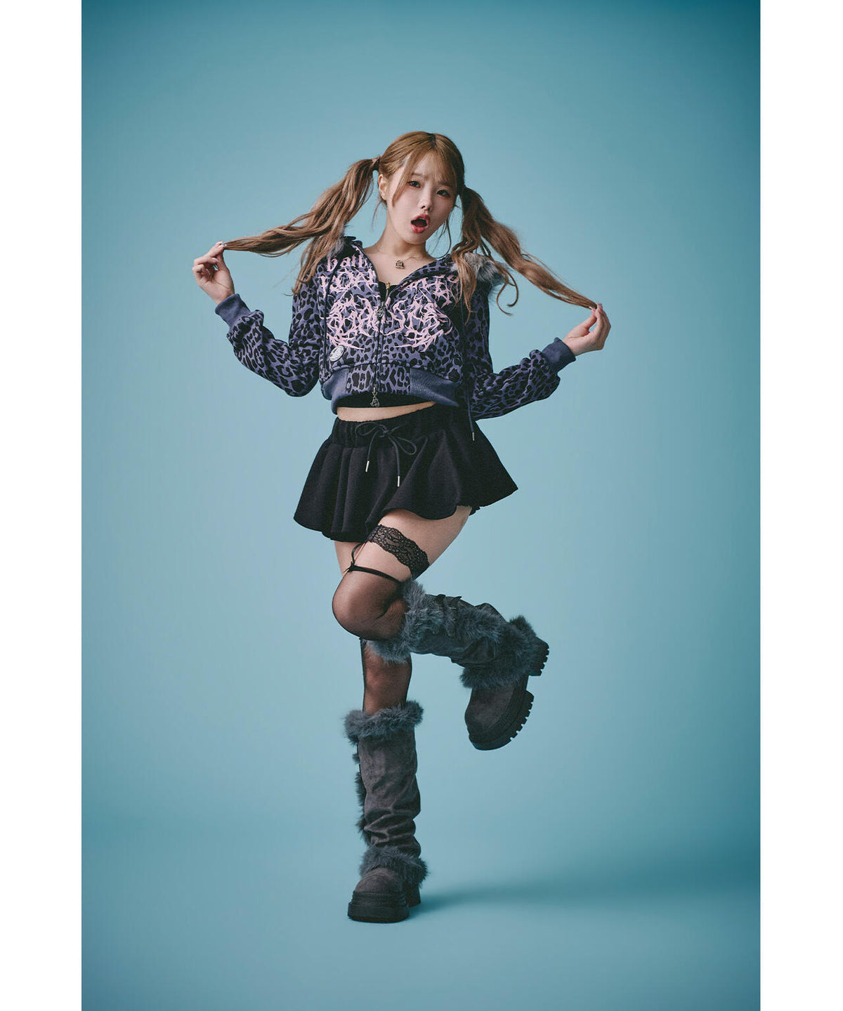 GALFY/ガルフィー/×松本いちか 小悪魔犬ふわふわフードZIPパーカー
