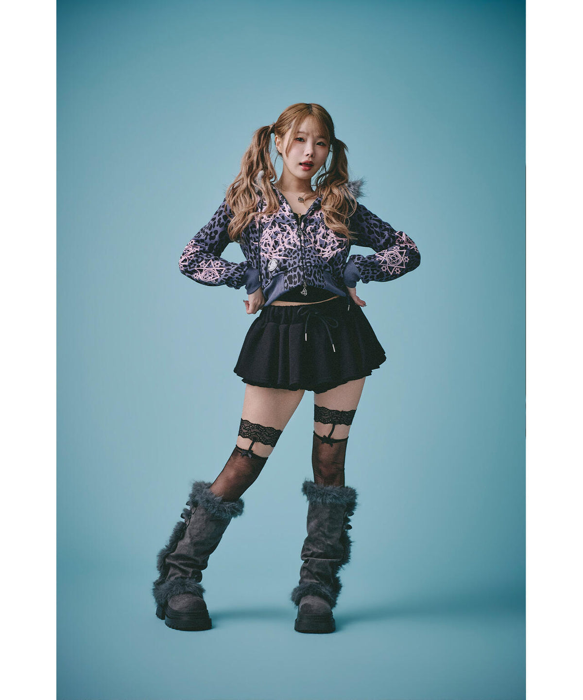 GALFY/ガルフィー/×松本いちか 小悪魔犬ふわふわフードZIPパーカー