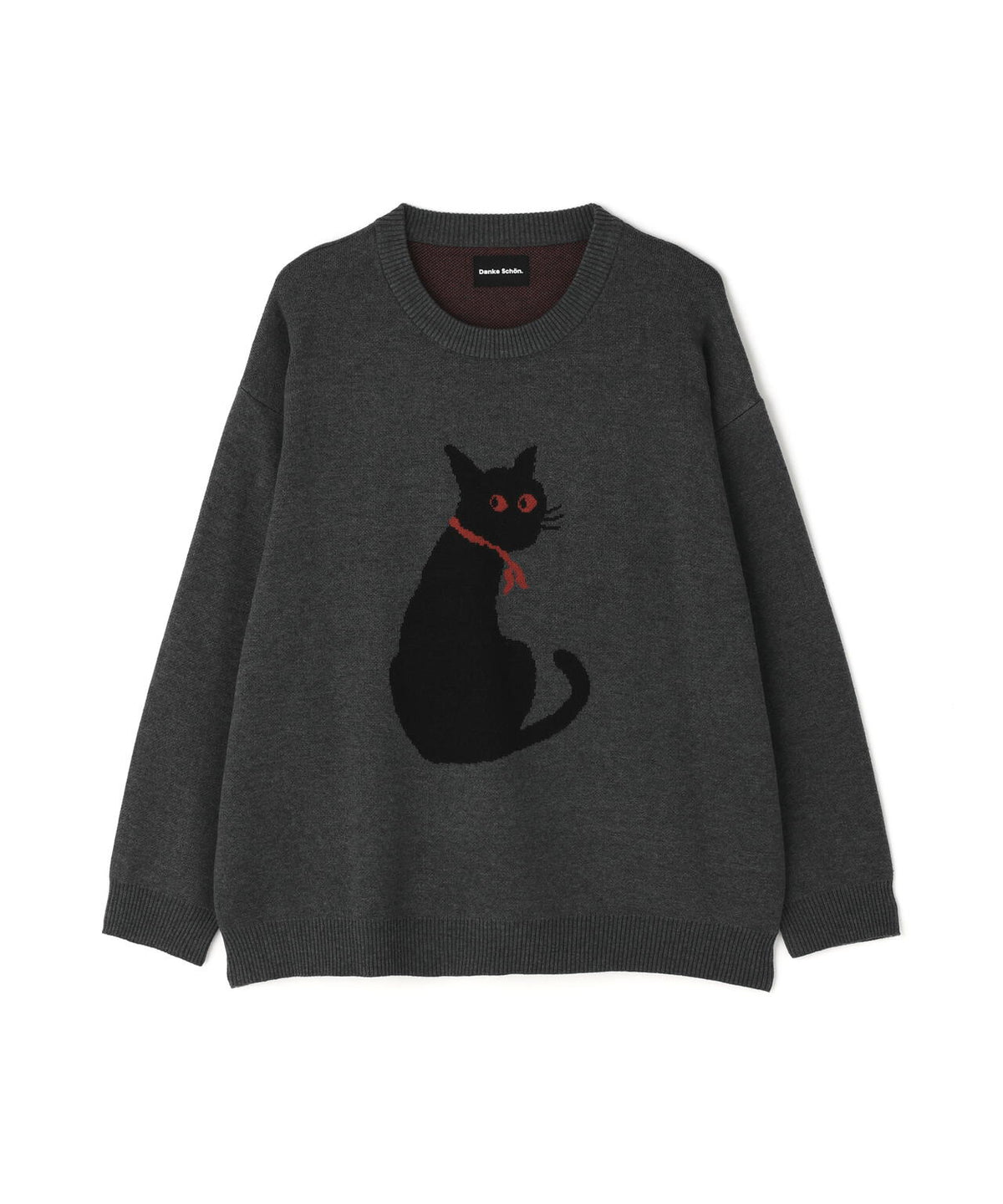 【WEB&DEPOT限定】DankeSchon/ダンケシェーン/WJACQUARED CAT CREWNECK