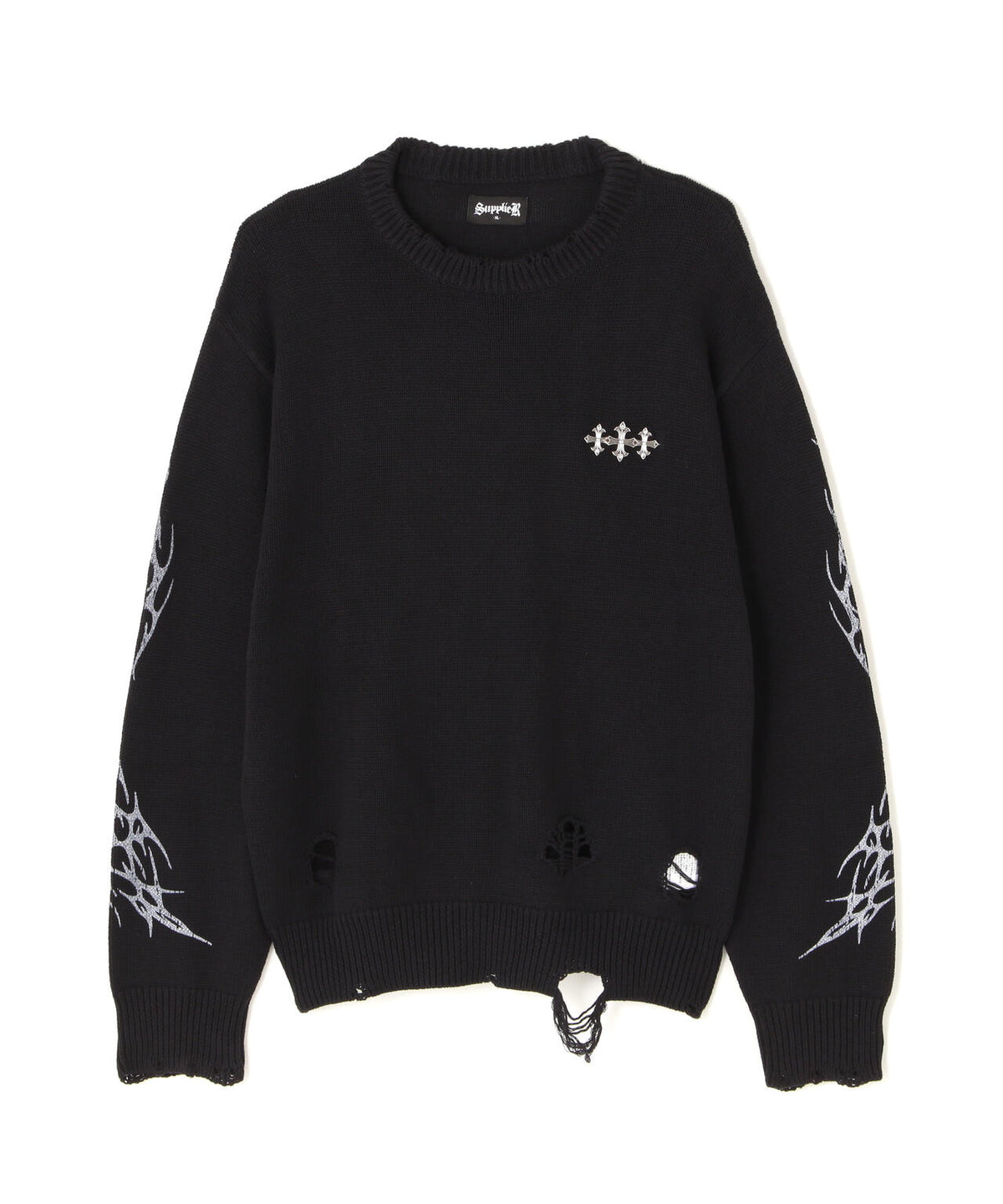SUPPLIER/サプライヤー/Distressed Tribal Bones Crew Knit