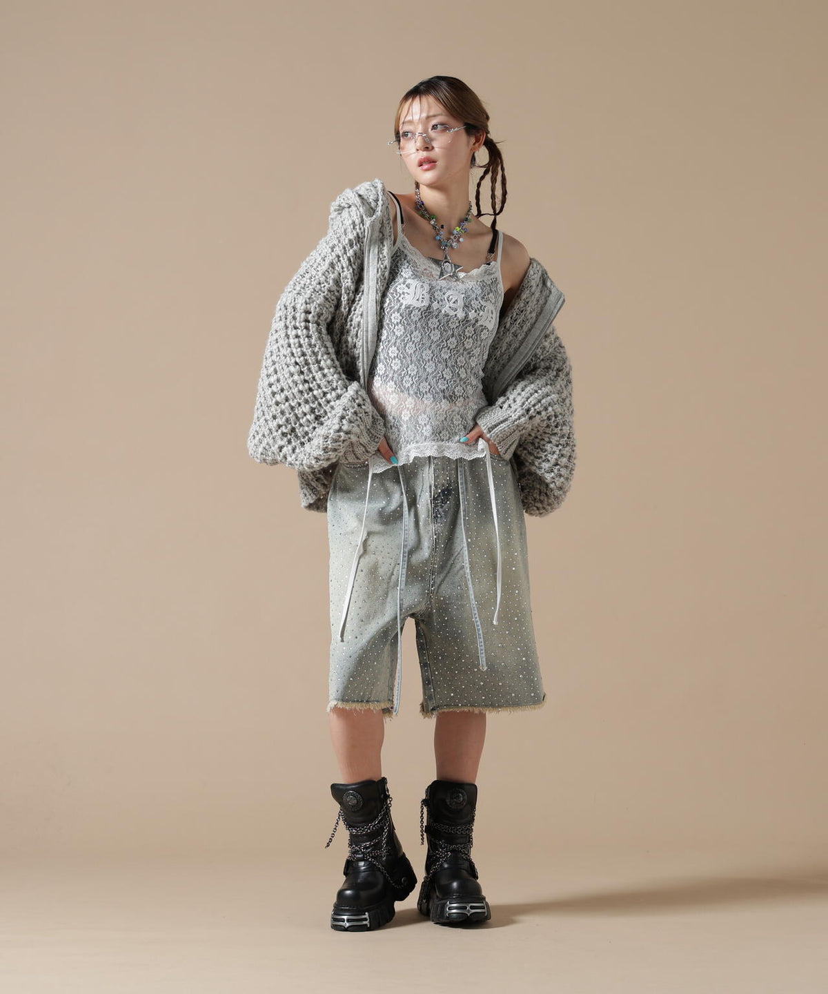 DankeSchon/ダンケシェーン/WAFFLE KNIT ZIP HOODIE