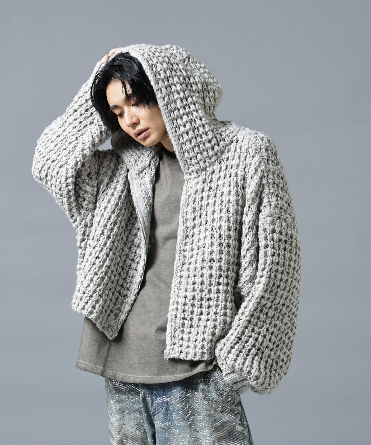 DankeSchon/ダンケシェーン/WAFFLE KNIT ZIP HOODIE