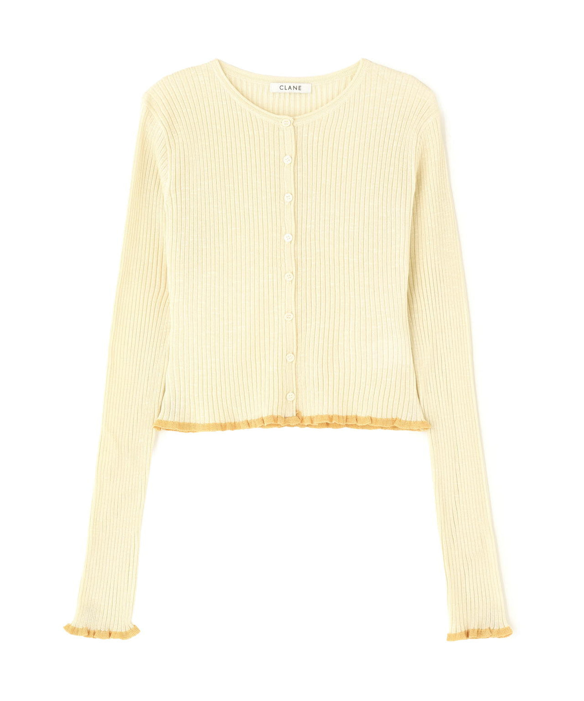 CLANE/クラネ/CONTRAST TRIM SHEER KNIT CARDIGAN