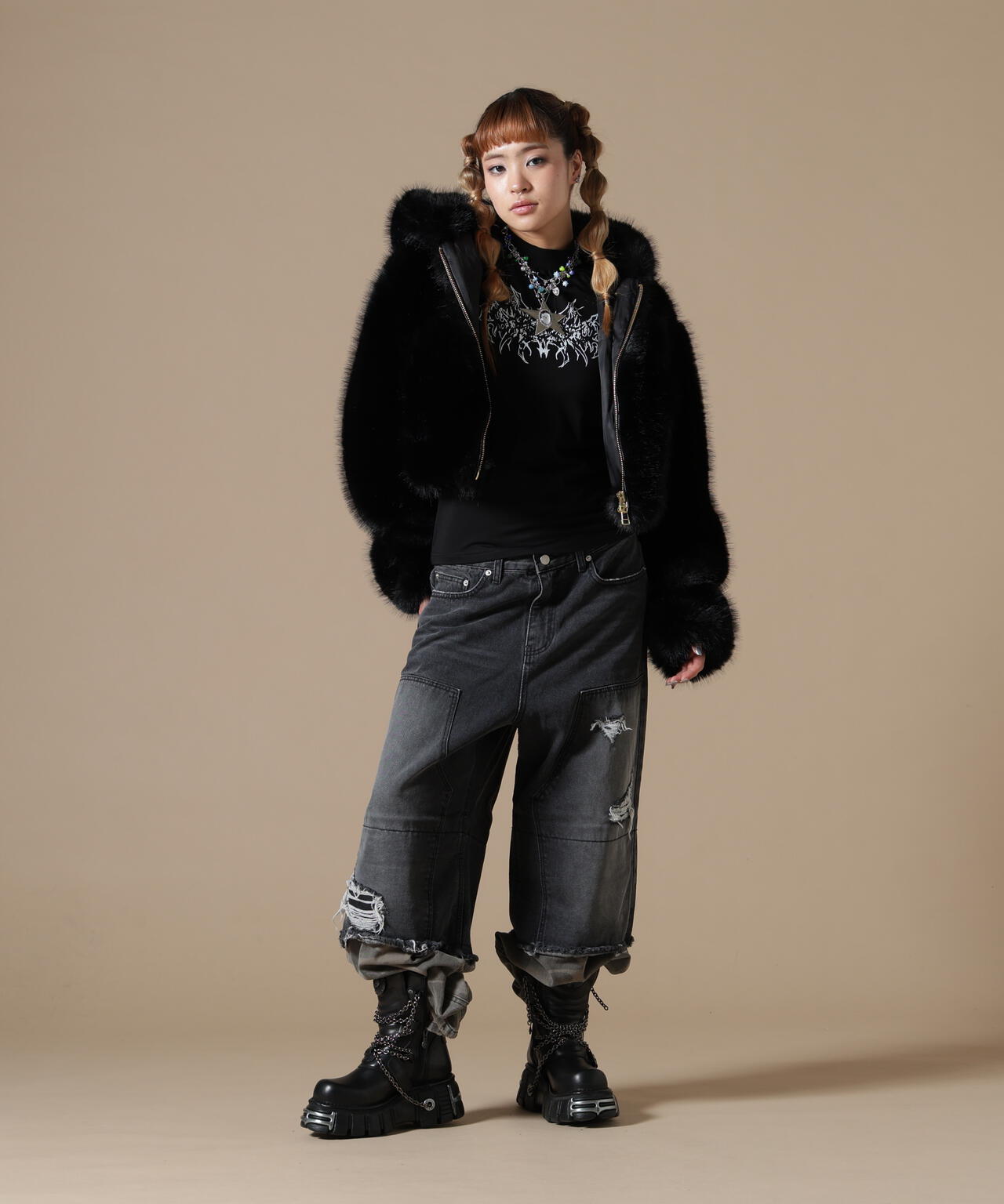 DankeSchon/ダンケシェーン/WOMEN ECO FUR HOOD BLOUSON