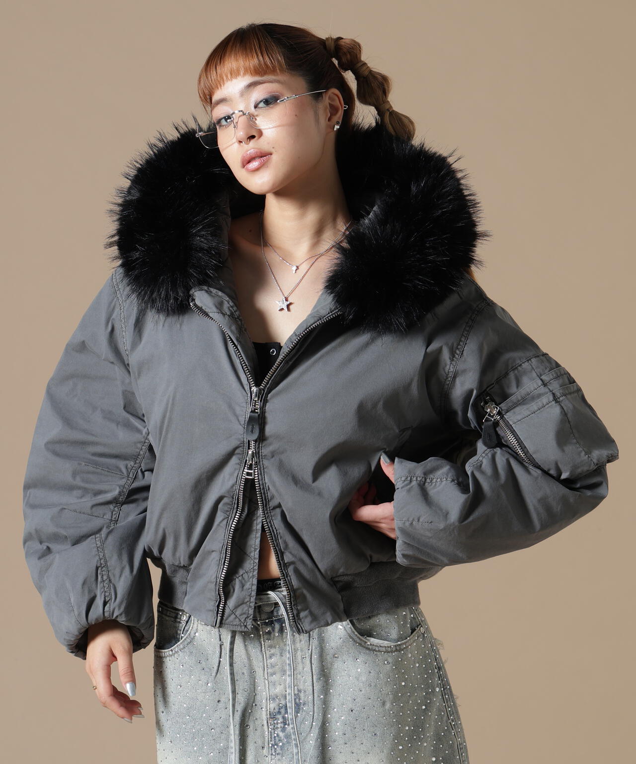 DankeSchon/ダンケシェーン/WOMEN COTTN NYLON FUR BLOUSON