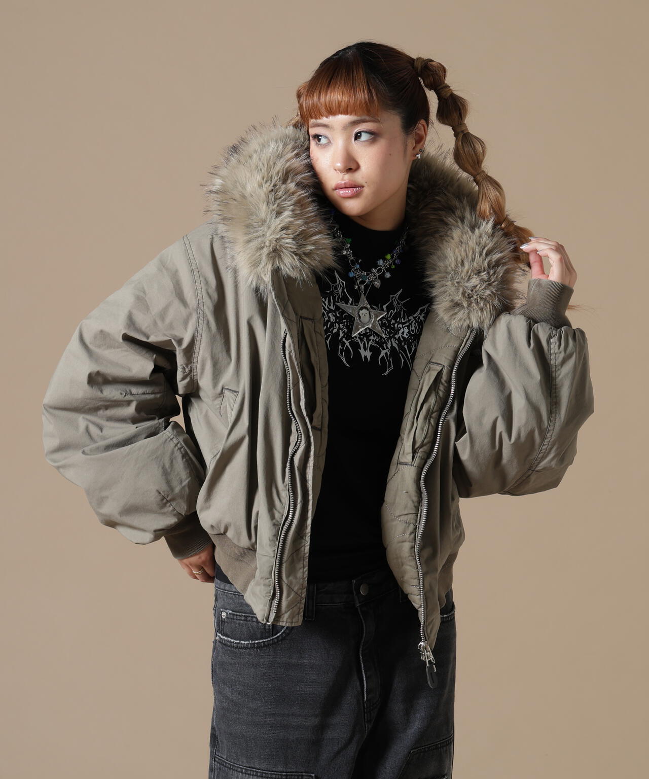 DankeSchon/ダンケシェーン/WOMEN COTTN NYLON FUR BLOUSON
