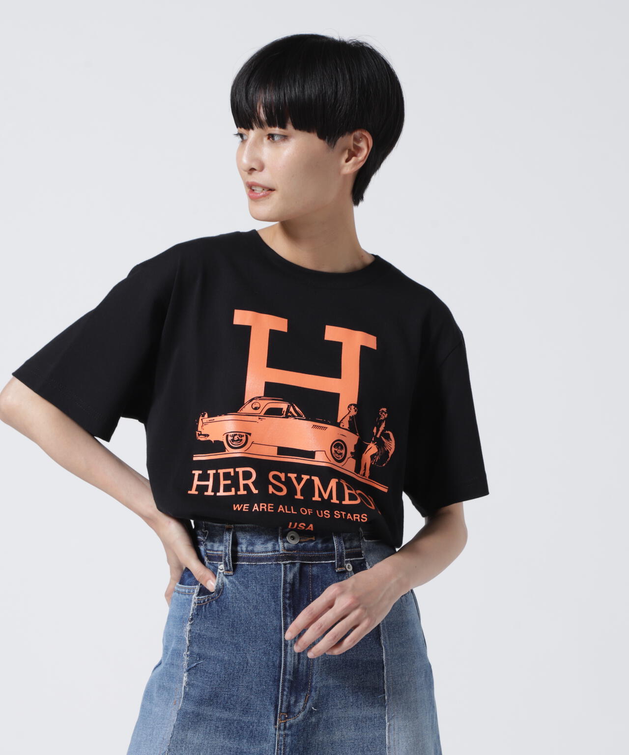 Kare/ME(カーミー)H MM Tシャツオレンジプリント