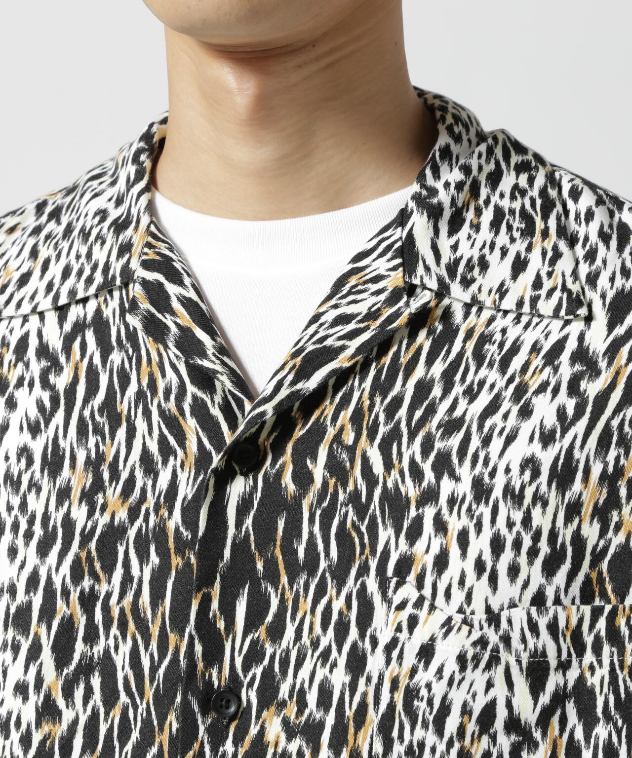 MINEDENIM(マインデニム)Leopard Open Collar SH