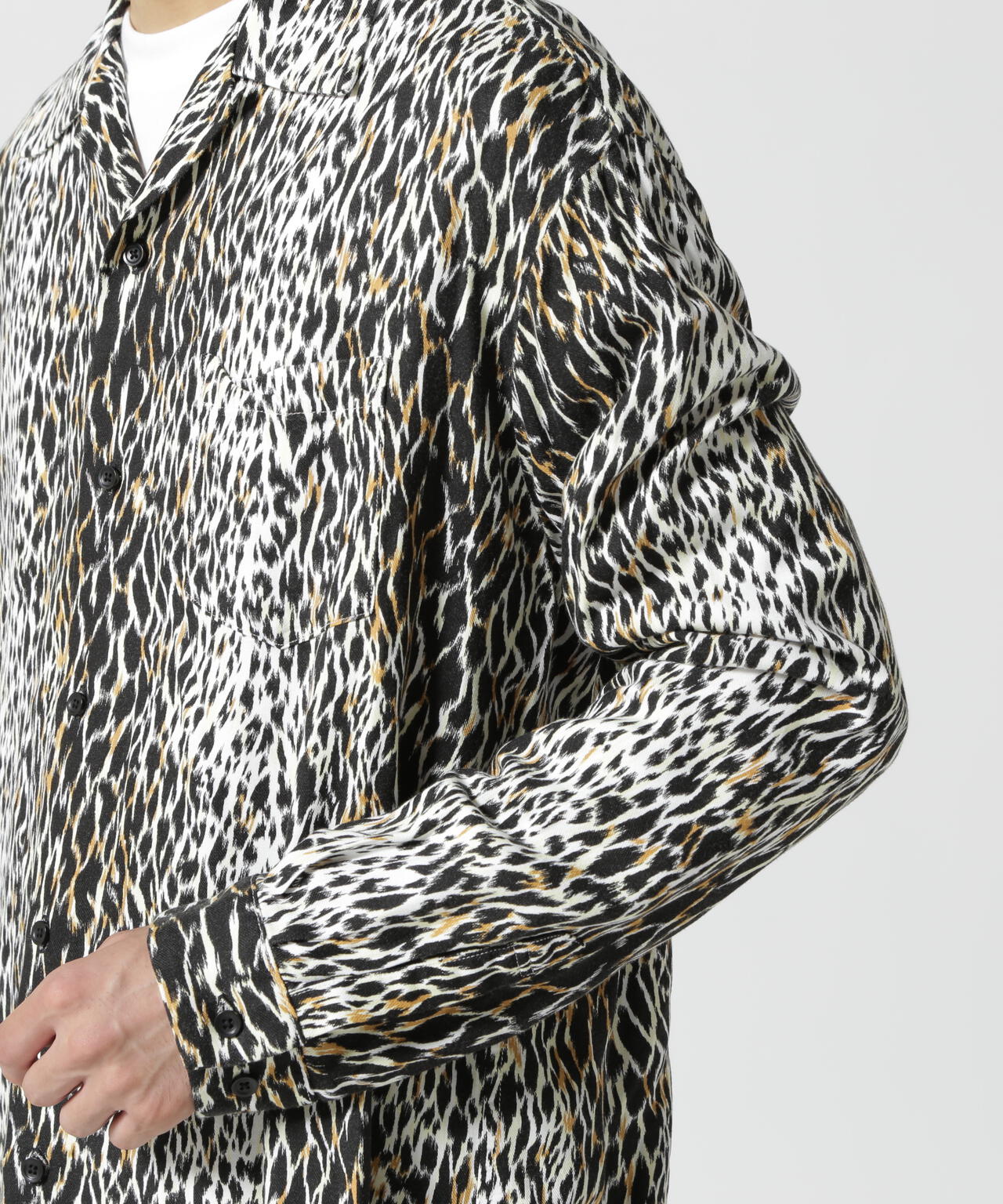 MINEDENIM(マインデニム)Leopard Open Collar SH