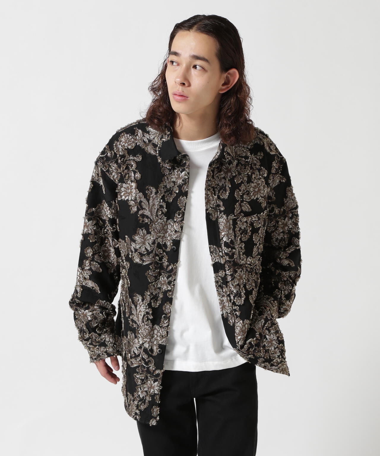 LUSOR(ルーソル)FLOWER CUT JQD SHIRT フラワージャカードシャツ