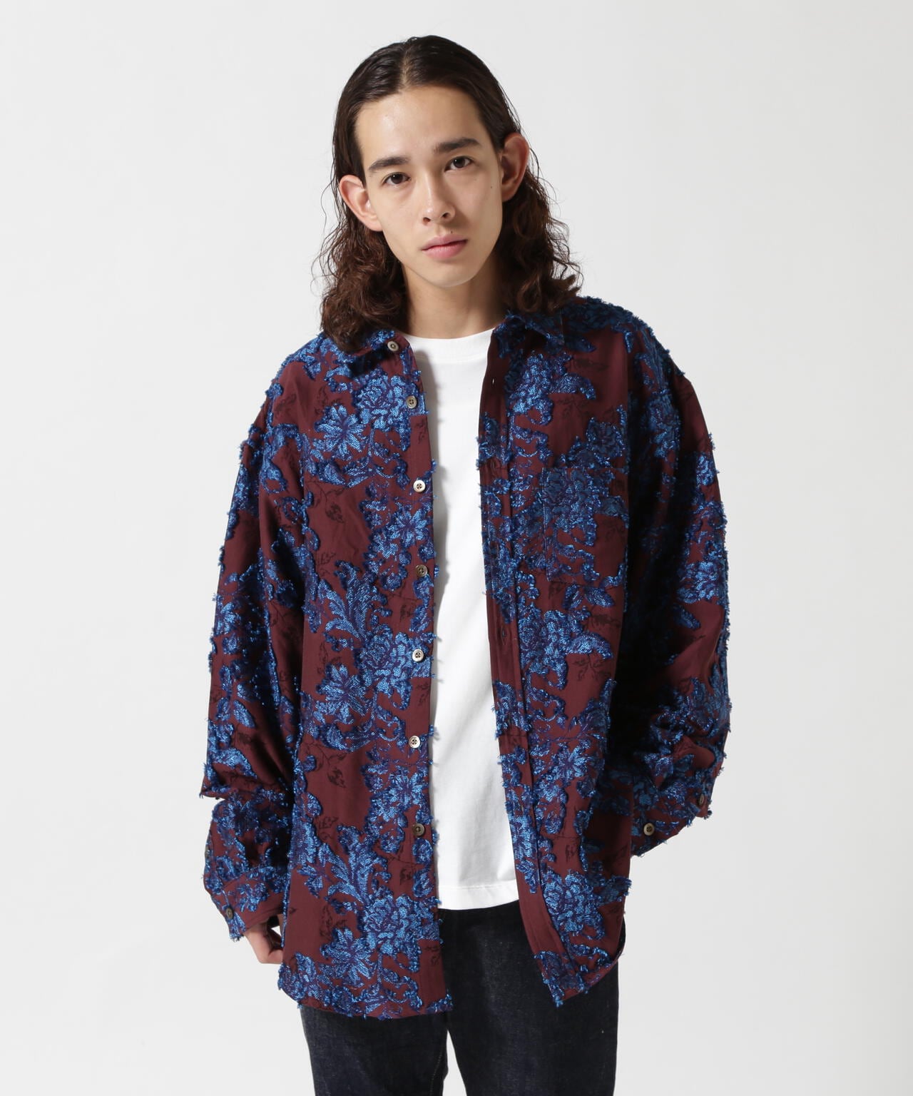 LUSOR(ルーソル)FLOWER CUT JQD SHIRT フラワージャカードシャツ