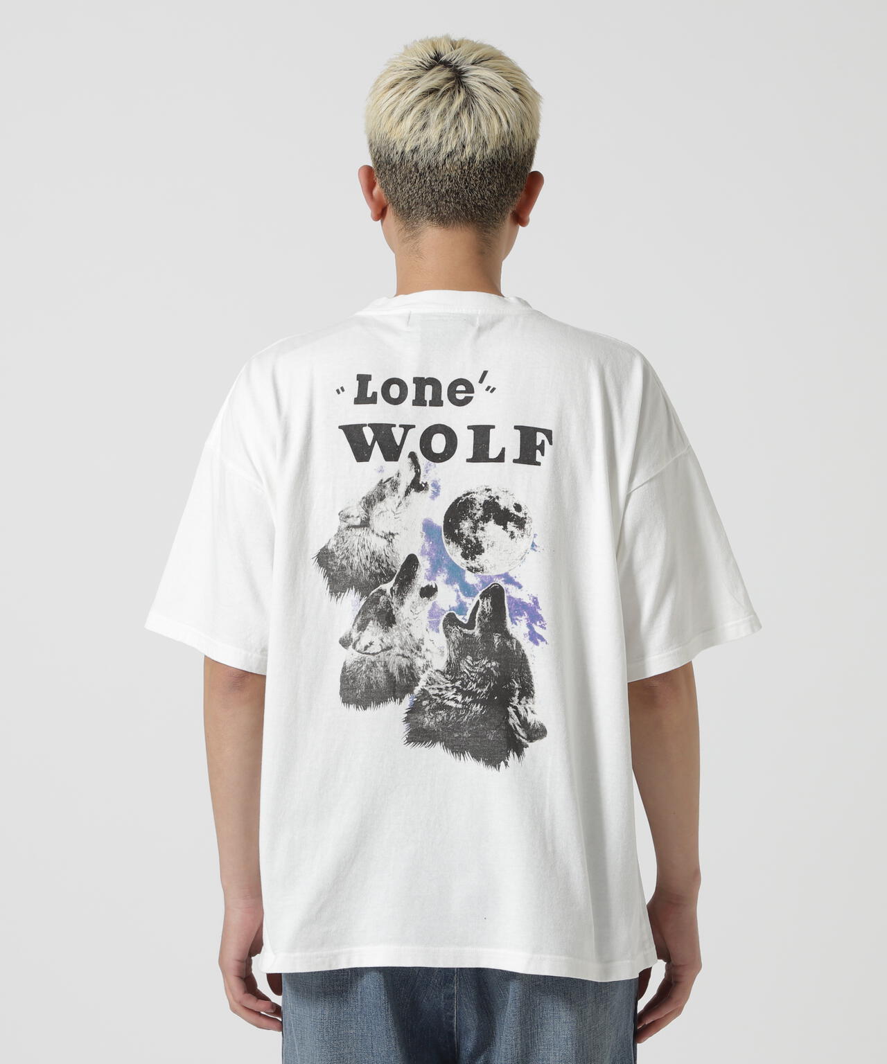 REMI RELIEF(レミレリーフ) 別注LW加工20/-天竺BIGサイズT(LONE WOLF)