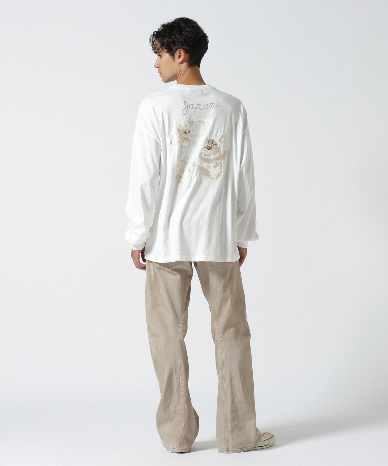 REMI RELIEF(レミレリーフ) 別注LW加工20/-天竺BIGサイズロンT(刺繍:tiger&dragon)