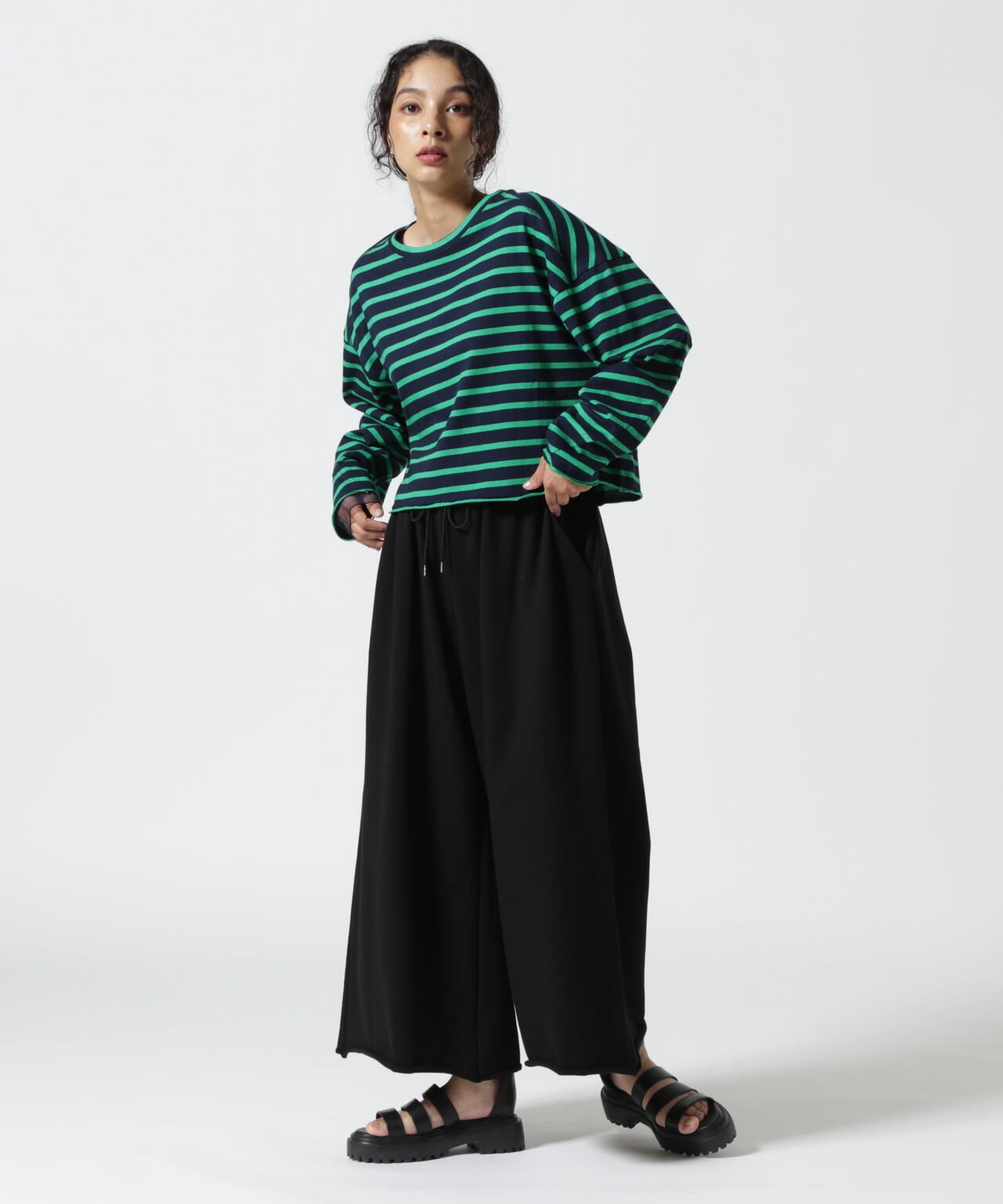 DROIT BELLO(ドロイトベロ)別注チュールドッキングボーダーカットソー