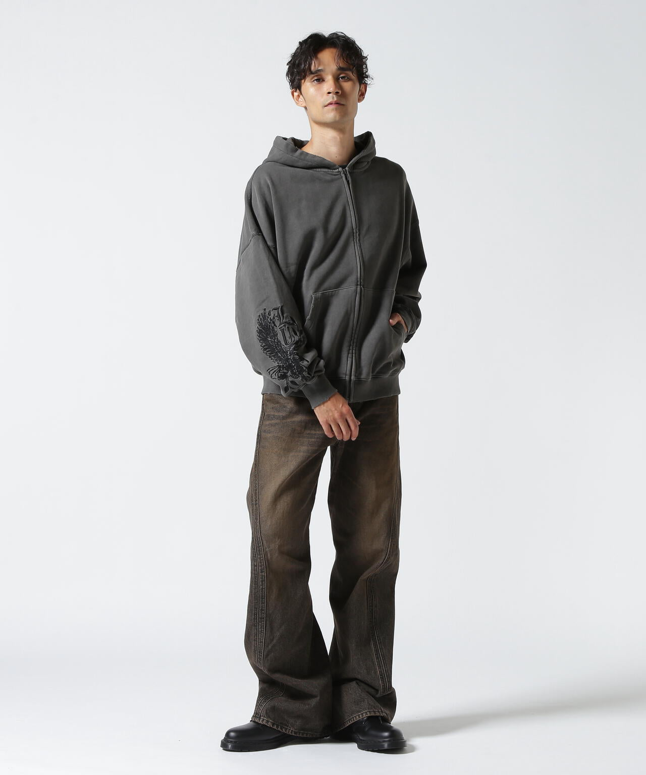 LUSOR(ルーソル)PIGMENT SWEAT ZIP HOODIE FLOWER