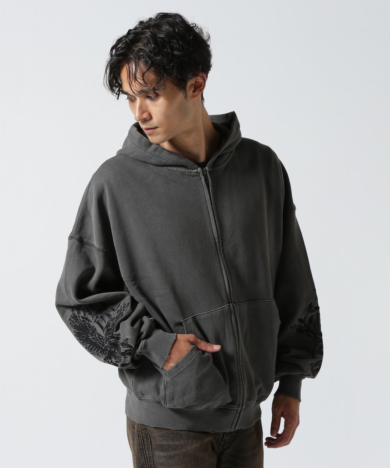 LUSOR(ルーソル)PIGMENT SWEAT ZIP HOODIE FLOWER
