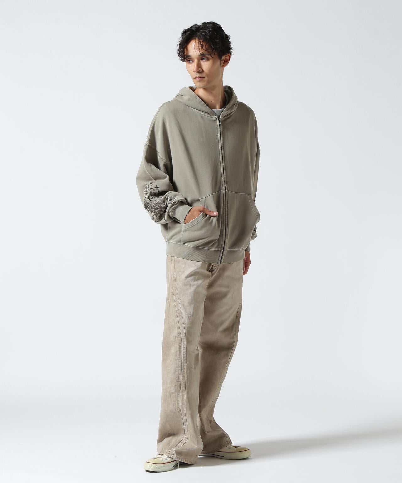 LUSOR(ルーソル)PIGMENT SWEAT ZIP HOODIE FLOWER